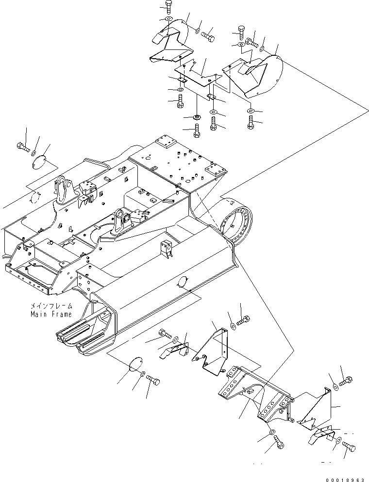 Схема запчастей Komatsu D39PX-21A-M - КРЫШКИ (ДЛЯ ПОВОРОТН. DRAWBER) ХОДОВАЯ