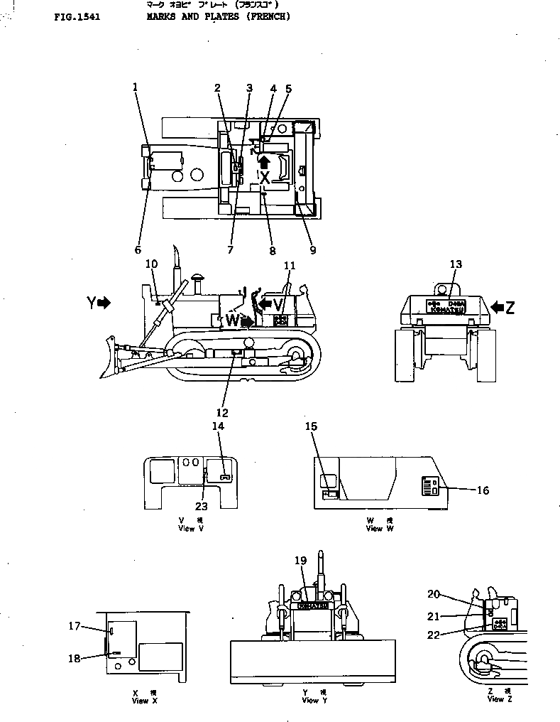 Схема запчастей Komatsu D40A-3 - МАРКИРОВКА (ФРАНЦИЯ) ЧАСТИ КОРПУСА