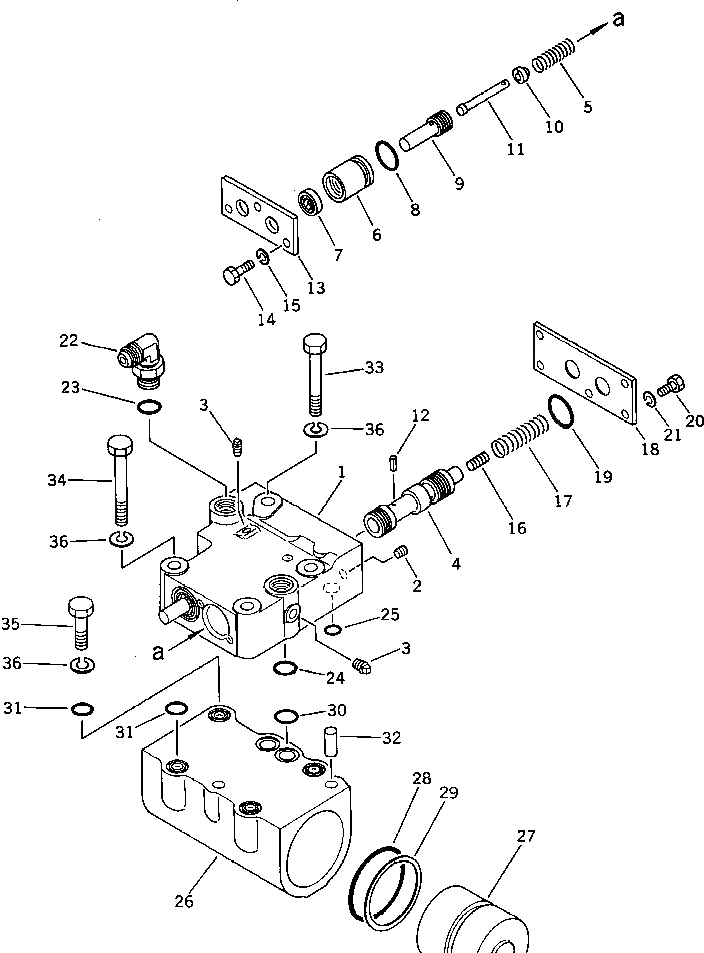 Схема запчастей Komatsu D40AM-5 - РУЛЕВ. УПРАВЛЕНИЕ РАЗГРУЗ. КЛАПАН СИСТЕМА УПРАВЛЕНИЯ