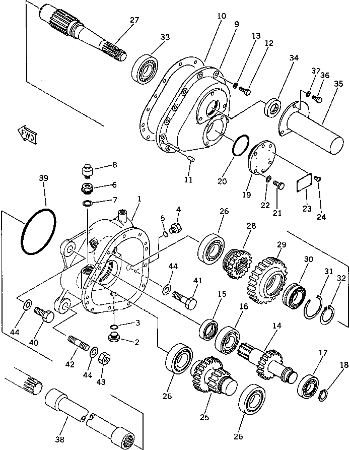 Схема запчастей Komatsu D40F-3 - PTO (/)(№-) РАБОЧЕЕ ОБОРУДОВАНИЕ