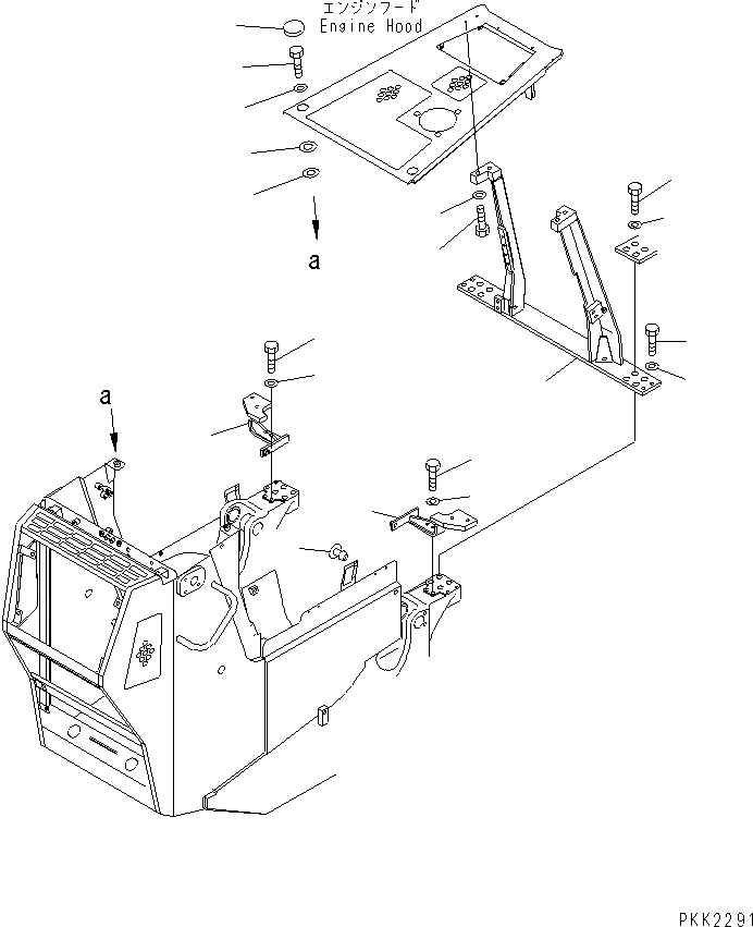 Схема запчастей Komatsu D41E-6K - ФРОНТАЛЬНАЯ ЗАЩИТА (КАПОТ КРЕПЛЕНИЕ)(№-) ЧАСТИ КОРПУСА