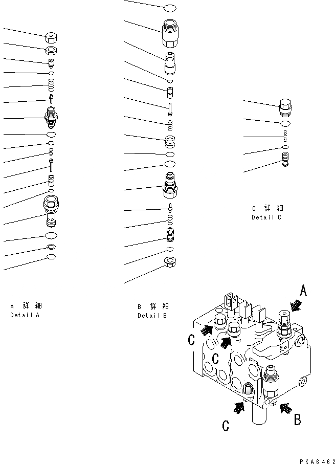 Схема запчастей Komatsu D41E-6 - РАБОЧЕЕ ОБОРУДОВАНИЕ КЛАПАН (/) ОСНОВН. КОМПОНЕНТЫ И РЕМКОМПЛЕКТЫ
