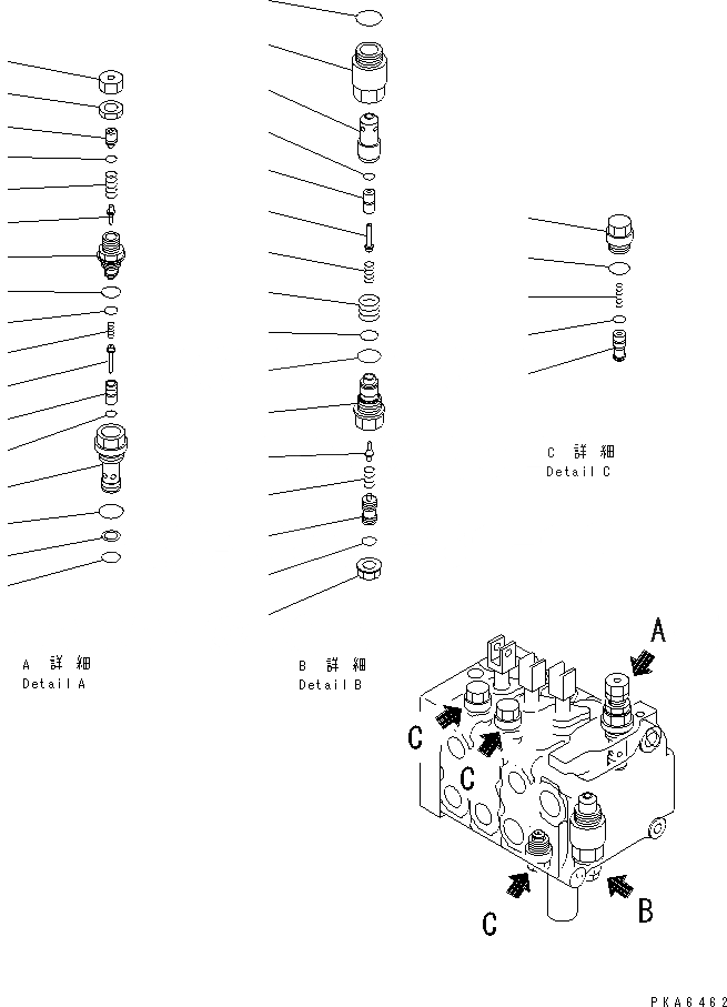 Схема запчастей Komatsu D41E-6T - РАБОЧЕЕ ОБОРУДОВАНИЕ КЛАПАН (/) ОСНОВН. КОМПОНЕНТЫ И РЕМКОМПЛЕКТЫ