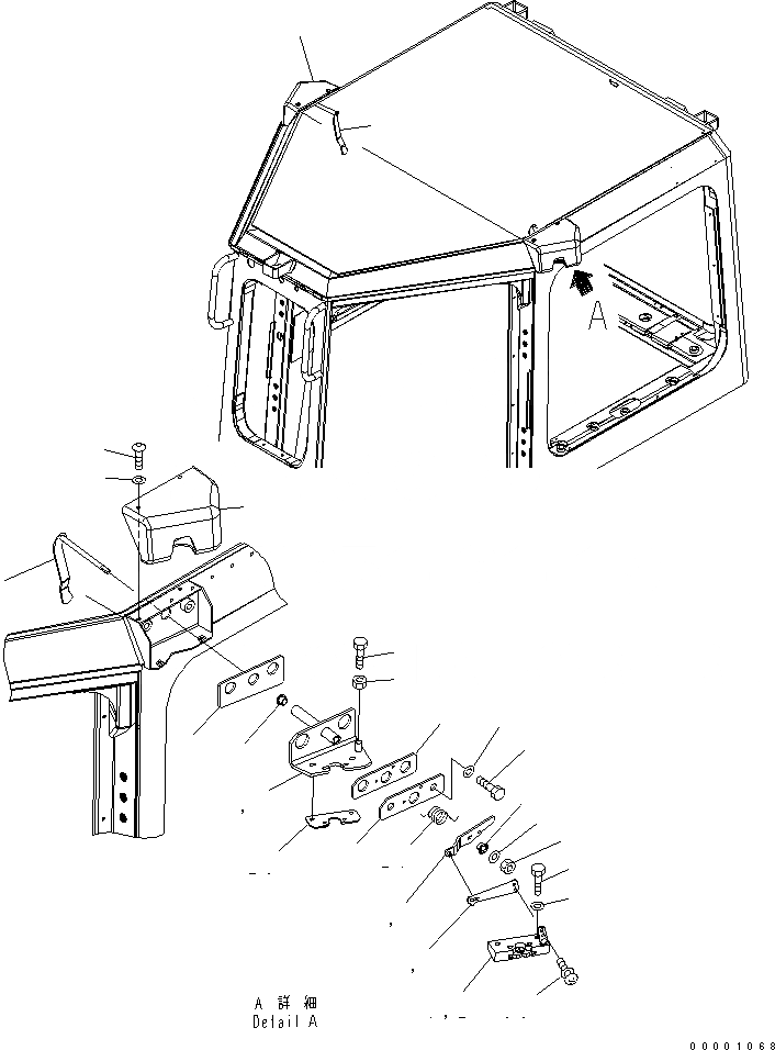 Схема запчастей Komatsu D41E-BB-6C - КАБИНА (ДВЕРЬ ФИКСАТОР ОТКРЫТИЯ LATCH) КАБИНА ОПЕРАТОРА И СИСТЕМА УПРАВЛЕНИЯ