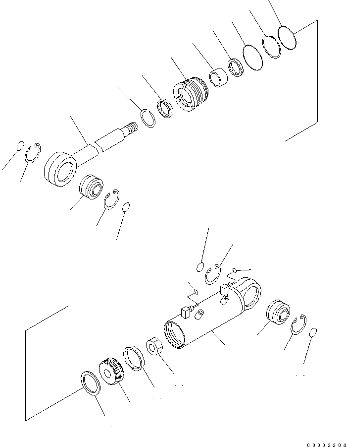 Схема запчастей Komatsu D41E-BB-6C - ЦИЛИНДР ПЕРЕКОСА ОТВАЛА (ВНУТР. ЧАСТИ) ОСНОВН. КОМПОНЕНТЫ И РЕМКОМПЛЕКТЫ