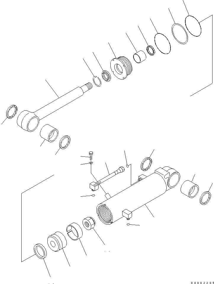 Схема запчастей Komatsu D41E-BB-6C - ЦИЛИНДР РЫХЛИТЕЛЯ (ВНУТР. ЧАСТИ) ОСНОВН. КОМПОНЕНТЫ И РЕМКОМПЛЕКТЫ