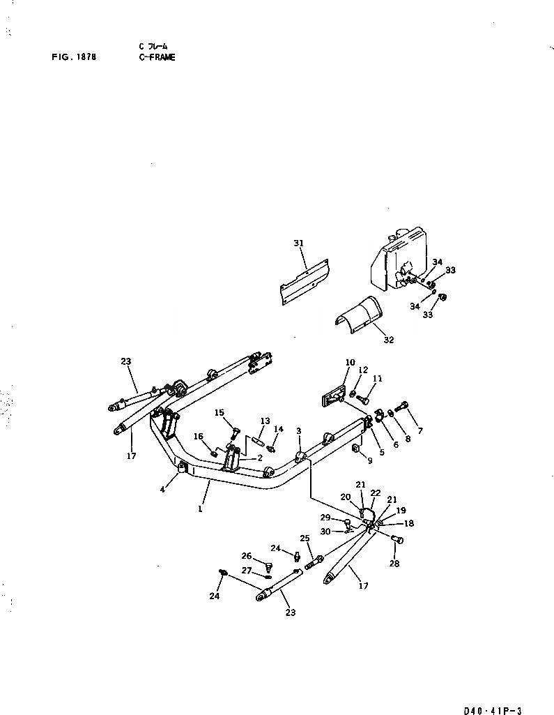 Схема запчастей Komatsu D41P-3 - С-ОБРАЗН. РАМА ОПЦИОННЫЕ КОМПОНЕНТЫ