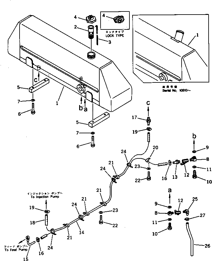 Схема запчастей Komatsu D41P-5A - ТОПЛ. БАК И ТОПЛИВОПРОВОД КОМПОНЕНТЫ ДВИГАТЕЛЯ И ЭЛЕКТРИКА