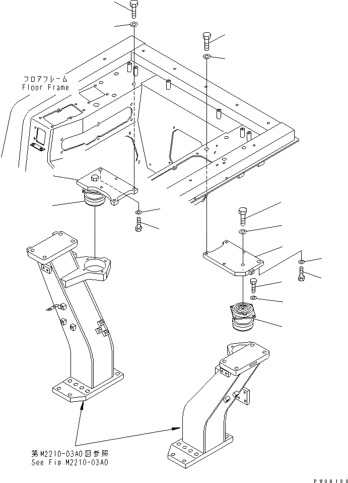 Схема запчастей Komatsu D41P-6K - ПОЛ SUSPENTION (VISCOUS КРЕПЛЕНИЕ) (С КАБИНОЙ) КАБИНА ОПЕРАТОРА И СИСТЕМА УПРАВЛЕНИЯ