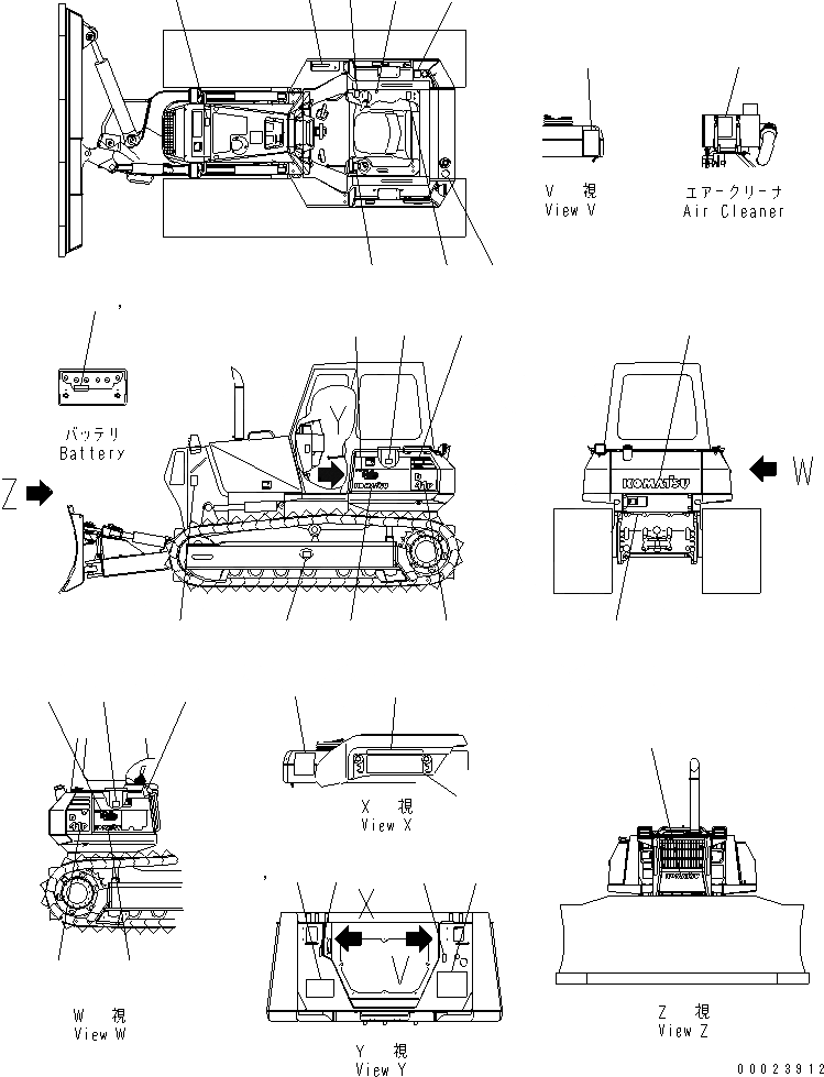 Схема запчастей Komatsu D41P-6K - МАРКИРОВКА (АНГЛ.) (ДЛЯ США) МАРКИРОВКА