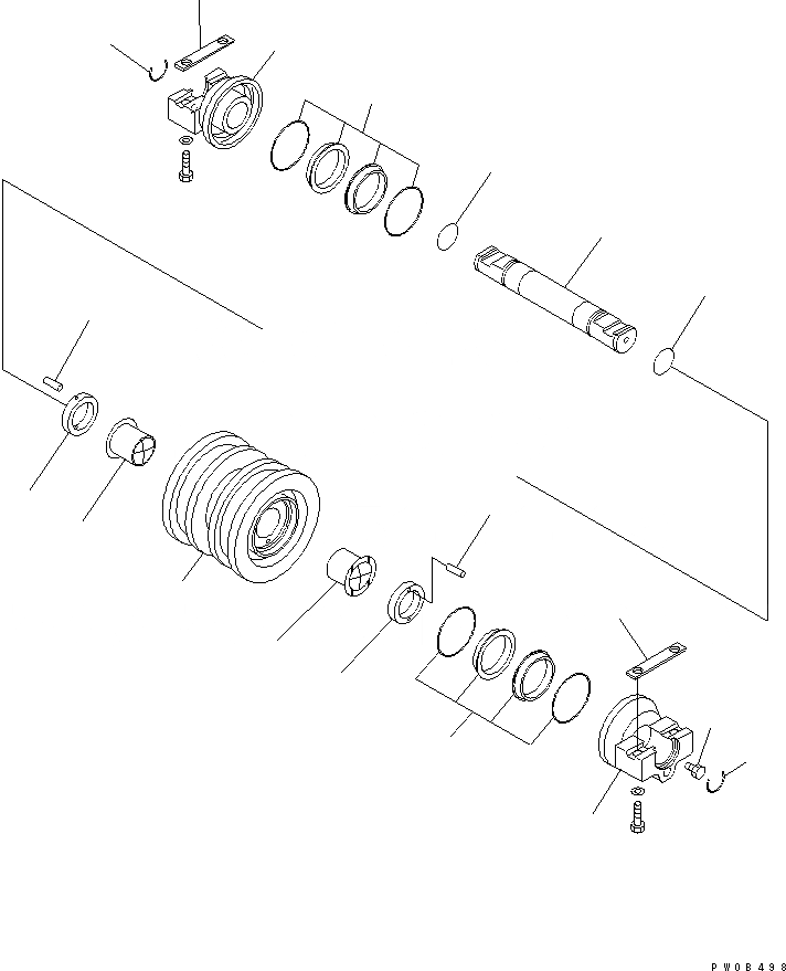 Схема запчастей Komatsu D41P-6K - ОПОРНЫЙ КАТОК (HD СОЕДИНИТЕЛЬН. ЗВЕНО) (ДВОЙН. ГРУНТОЗАЦЕП)(№9-) ХОДОВАЯ