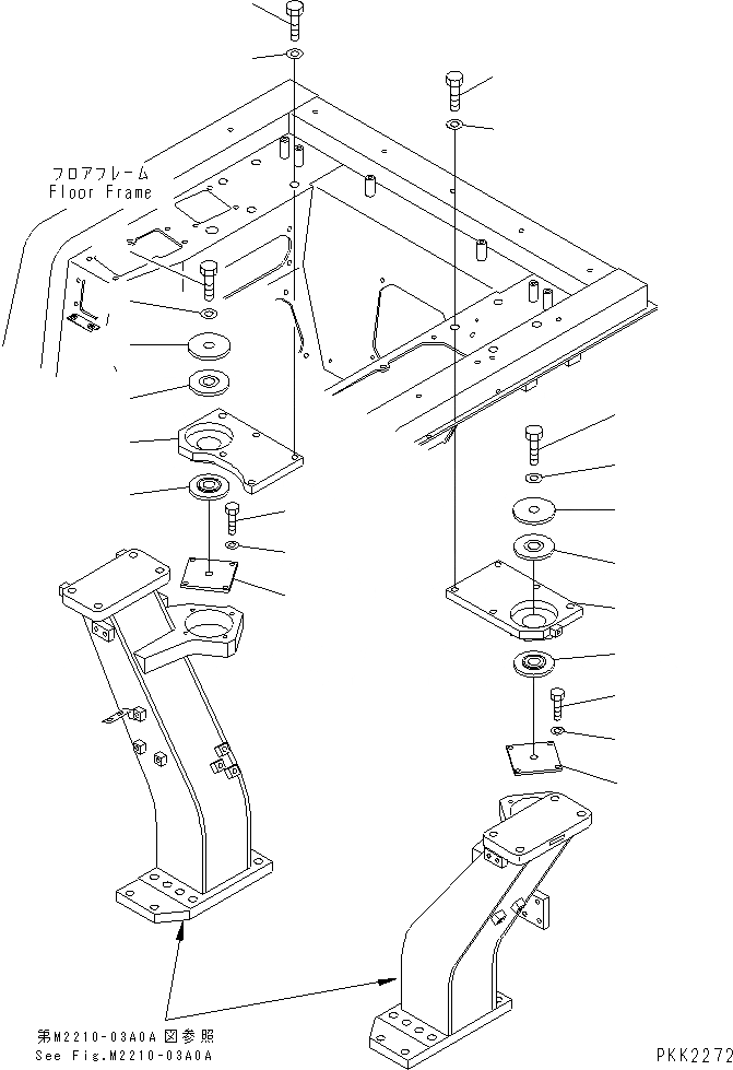 Схема запчастей Komatsu D41P-6 - ПОЛ SUSPENTION (RIGID КРЕПЛЕНИЕ) (БЕЗ КАБИНЫ)(№B-) КАБИНА ОПЕРАТОРА И СИСТЕМА УПРАВЛЕНИЯ