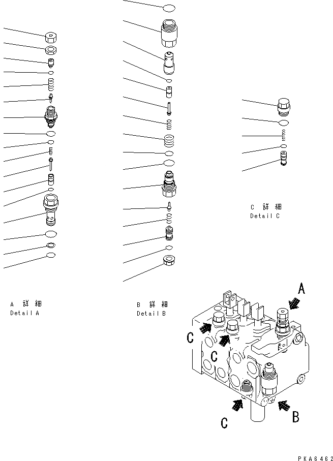 Схема запчастей Komatsu D41P-6 - РАБОЧЕЕ ОБОРУДОВАНИЕ КЛАПАН (/) ОСНОВН. КОМПОНЕНТЫ И РЕМКОМПЛЕКТЫ