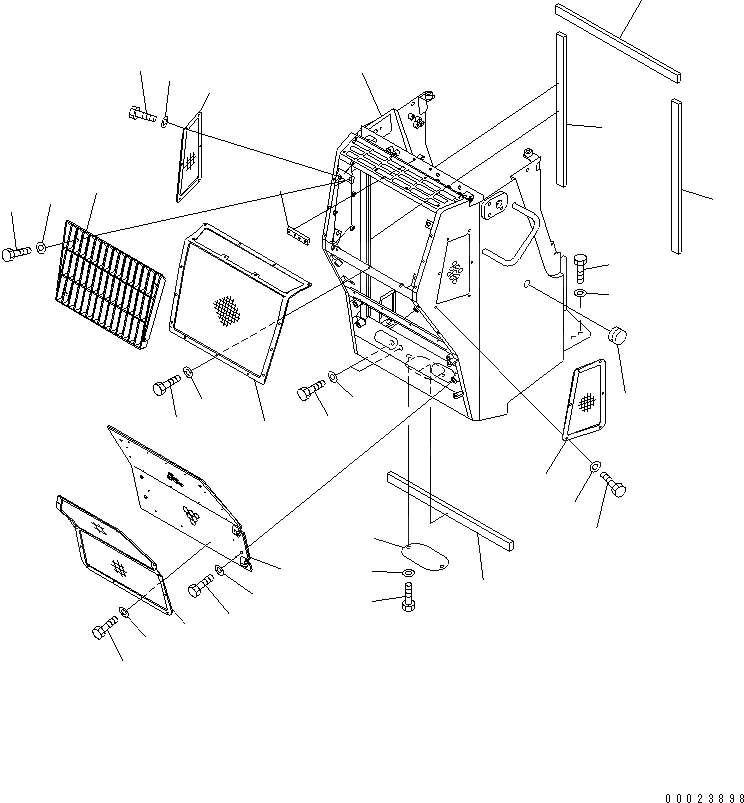 Схема запчастей Komatsu D41PF-6K - ЗАЩИТА РАДИАТОРА (С NET)(№-) ЧАСТИ КОРПУСА