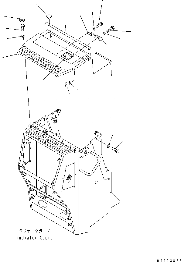 Схема запчастей Komatsu D41PF-6K - ЗАЩИТА РАДИАТОРА (РАДИАТОР COVER) (С NET)(№-) ЧАСТИ КОРПУСА