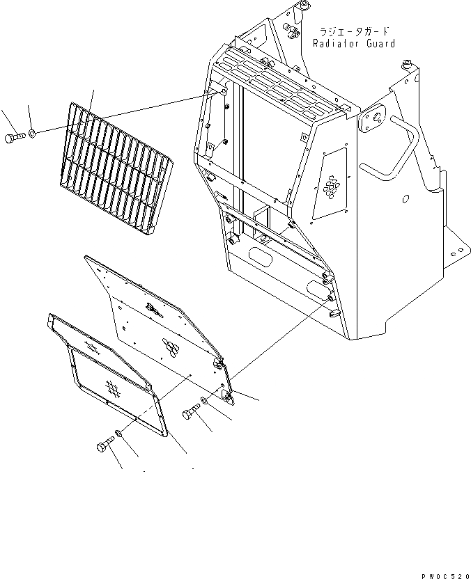 Схема запчастей Komatsu D41PF-6K - ЗАСЛОНКА РАДИАТОРА (С NET)(№8-) ЧАСТИ КОРПУСА
