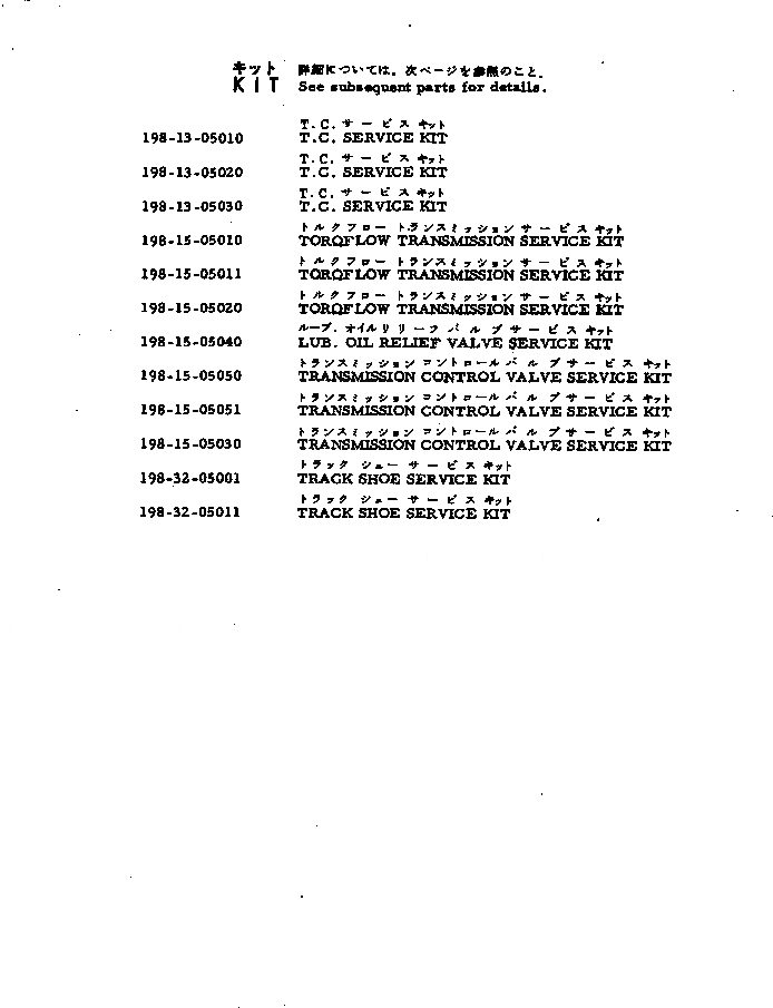 Схема запчастей Komatsu D455A-1 - РЕМ. КОМПЛЕКТЫ ИНСТРУМЕНТ И РЕМКОМПЛЕКТЫ