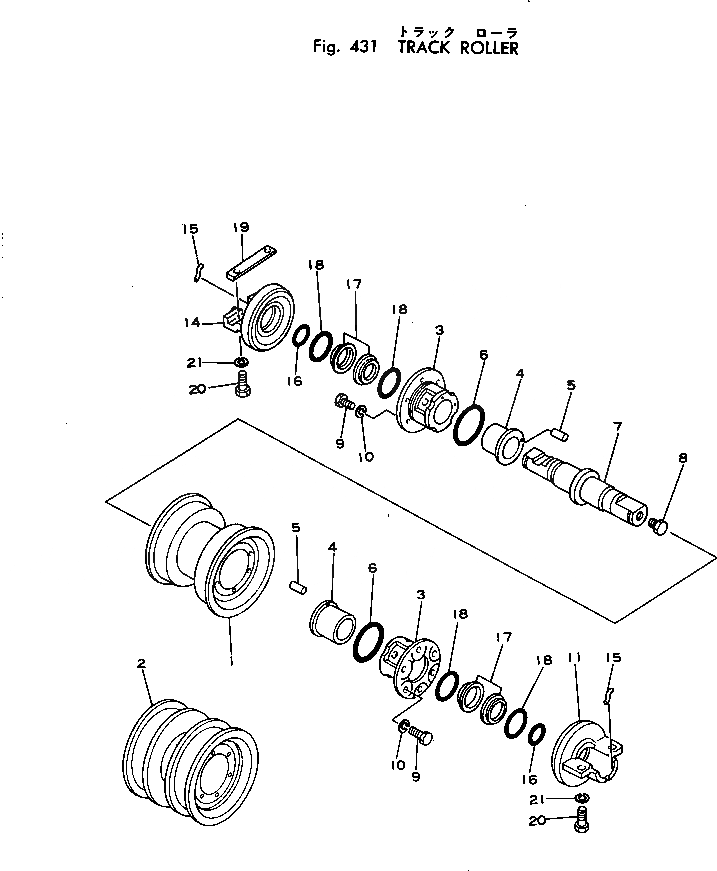 Схема запчастей Komatsu D45P-1 - ОПОРНЫЙ КАТОК ГУСЕНИЦЫ