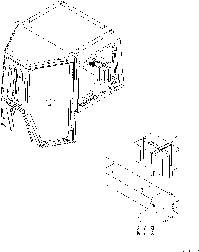 Схема запчастей Komatsu D475A-3 - КРЕПЛЕНИЕ ВЕЩЕВОГО ЯЩИКА (С КАБИНОЙ)(№-) КАБИНА ОПЕРАТОРА И СИСТЕМА УПРАВЛЕНИЯ