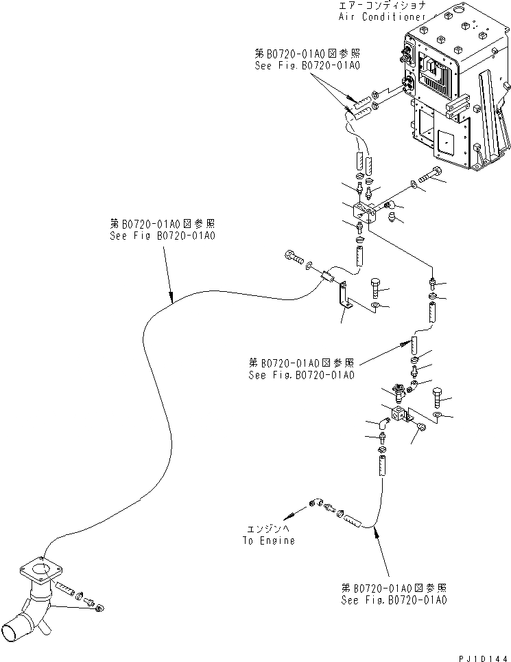 Схема запчастей Komatsu D475A-3 - ГИДР. ПРОВОД. ОБОГРЕВАТЕЛЯ (КРЫЛО) ЧАСТИ КОРПУСА