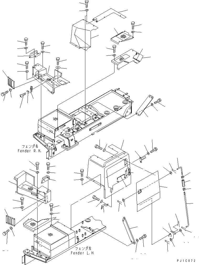 Схема запчастей Komatsu D475A-3 - КРЫШКА КРЫЛА ЧАСТИ КОРПУСА