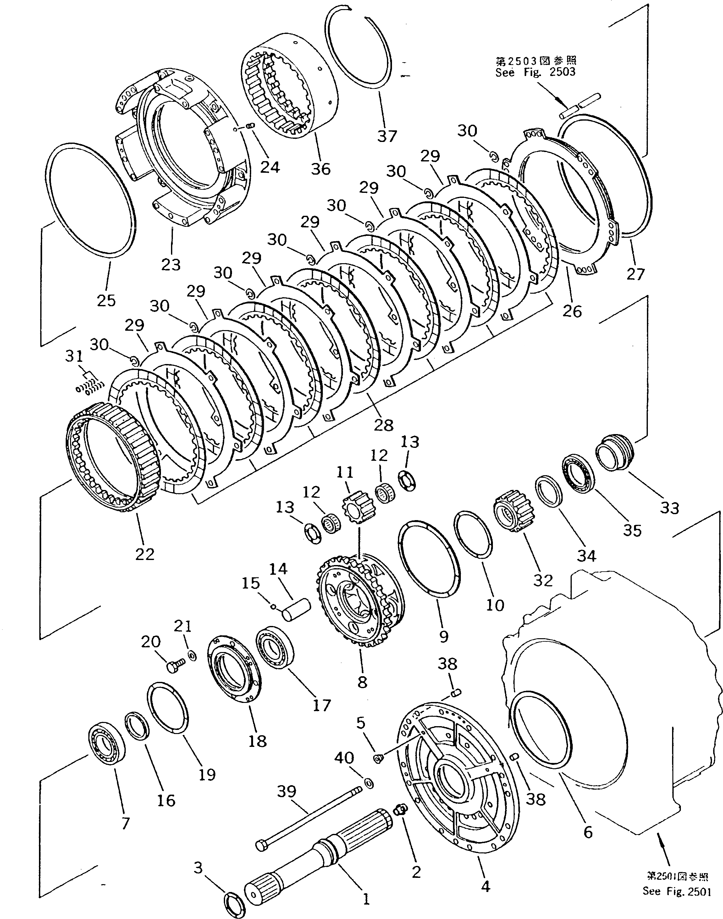 Схема запчастей Komatsu D475A-1 - РЕВЕРС МУФТА ГИДРОТРАНСФОРМАТОР И ТРАНСМИССИЯ