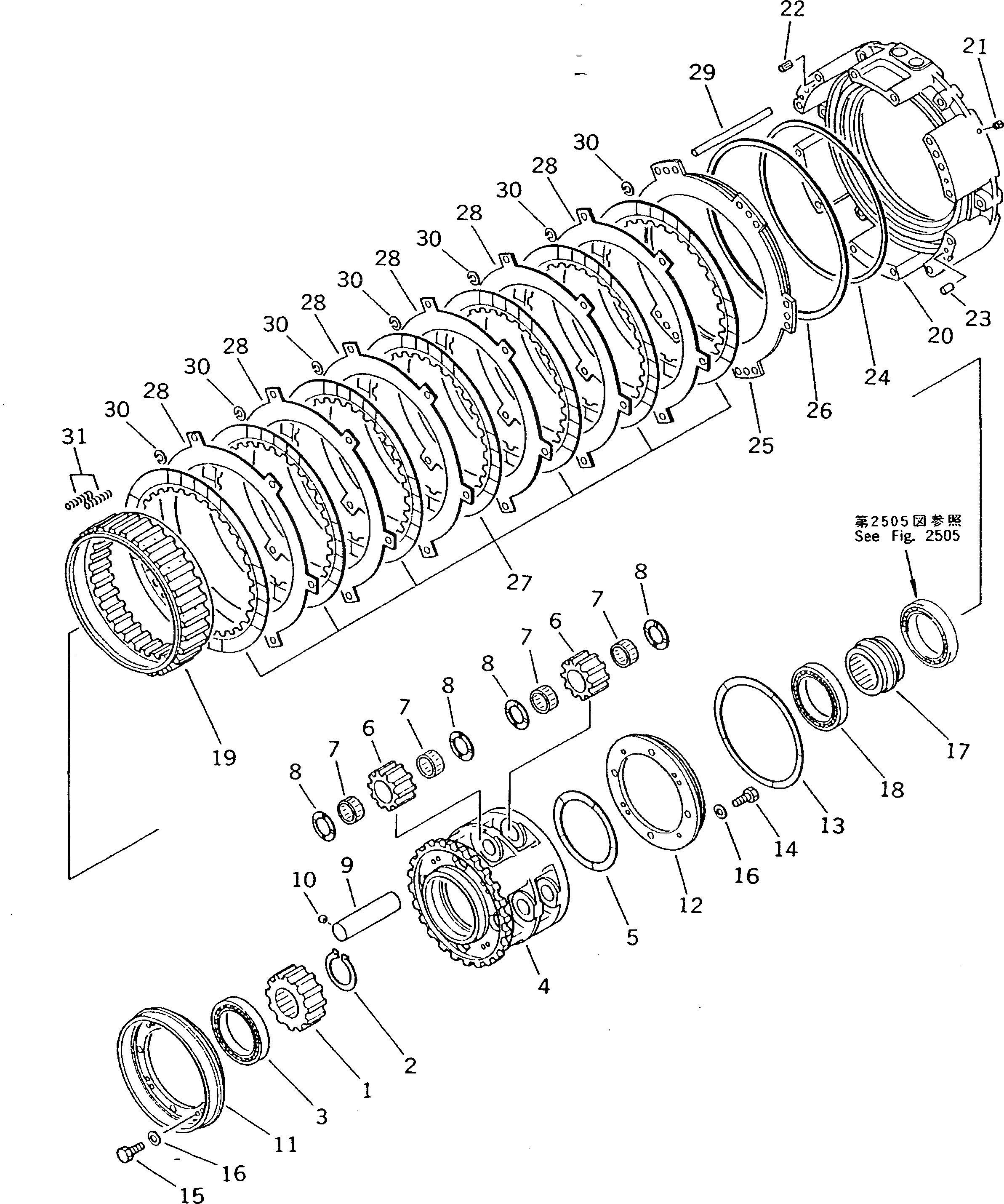 Схема запчастей Komatsu D475A-1 - ПЕРЕД. МУФТА ГИДРОТРАНСФОРМАТОР И ТРАНСМИССИЯ