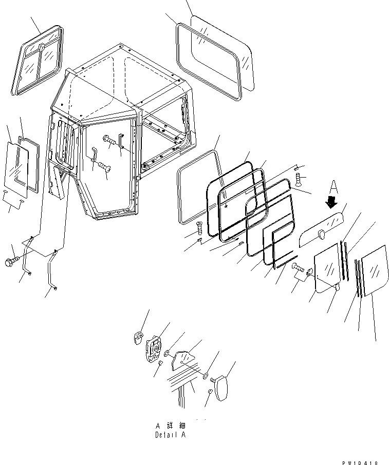 Схема запчастей Komatsu D475A-3-SC - КАБИНА (СДВИЖН. ОКНА)(№7-) КАБИНА ОПЕРАТОРА И СИСТЕМА УПРАВЛЕНИЯ