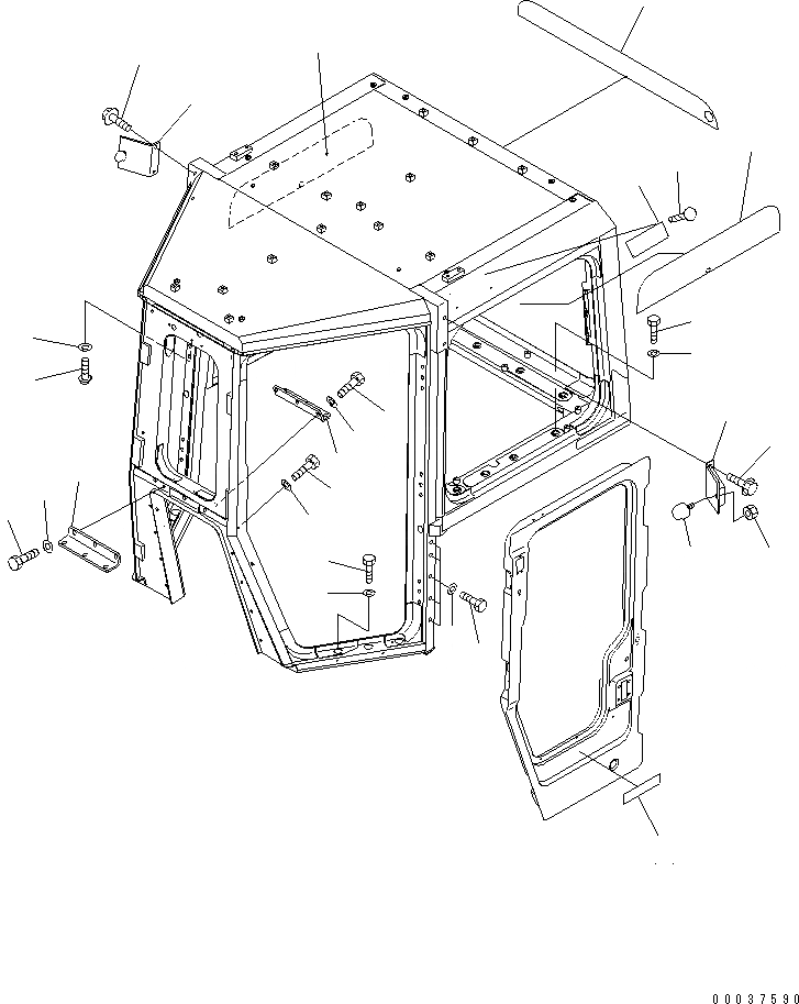 Схема запчастей Komatsu D475A-5 - КАБИНА КРЕПЛЕНИЕ (КОЗЫРЕК ОТ СОЛНЦА.) КАБИНА ОПЕРАТОРА И СИСТЕМА УПРАВЛЕНИЯ
