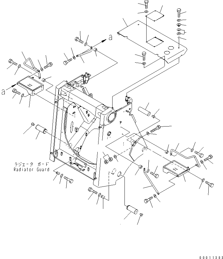 Схема запчастей Komatsu D475A-5 - ЗАЩИТА РАДИАТОРА КРЕПЛЕНИЕ И РУЧКА ЧАСТИ КОРПУСА