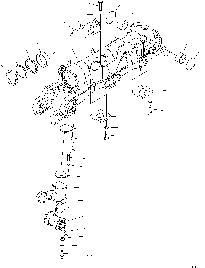 Схема запчастей Komatsu D475A-5 - ГУСЕНИЧНАЯ РАМА (ЛЕВ.) (МОРОЗОУСТОЙЧИВ. СПЕЦ-Я) ХОДОВАЯ
