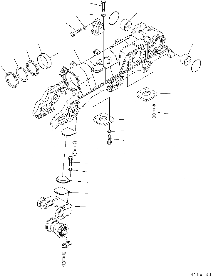 Схема запчастей Komatsu D475A-5 - ГУСЕНИЧНАЯ РАМА (ЛЕВ.) (ДЛЯ ОТВАЛА С ДВОЙН. ПЕРЕКОСОМ)(№8-) ХОДОВАЯ