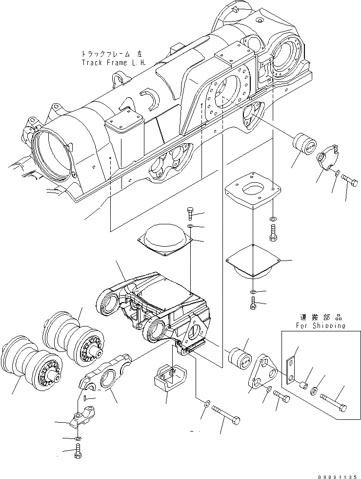 Схема запчастей Komatsu D475A-5 - ТЕЛЕЖКА (ЛЕВ.) (4) (TAR ПЕСЧАН. СПЕЦ-Я.) ХОДОВАЯ