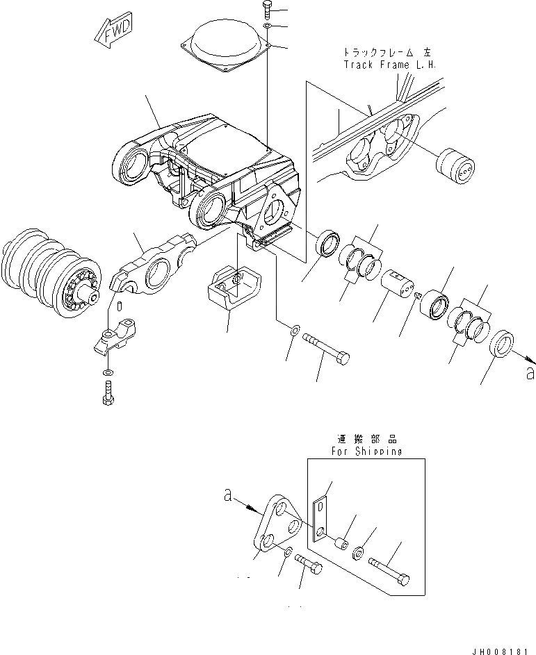 Схема запчастей Komatsu D475A-5 - ГУСЕНИЧНАЯ РАМА (3 ТЕЛЕЖКА) (ЛЕВ.) (ДЛЯ ДВОЙН. НАКЛОН. PICH DOZER)(№8-) ХОДОВАЯ