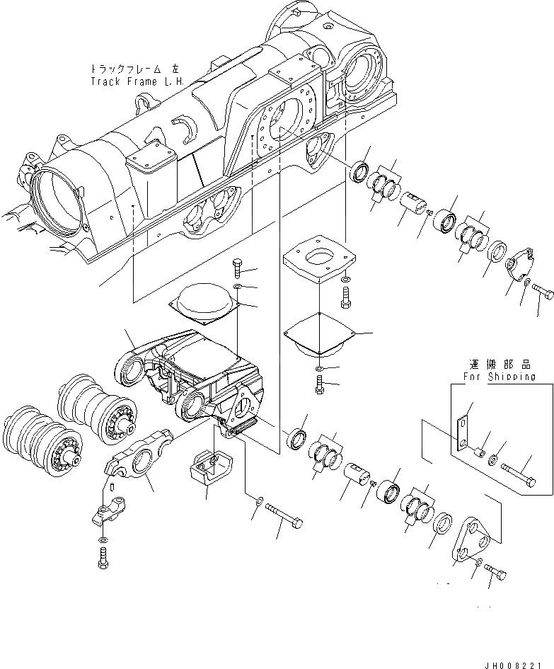 Схема запчастей Komatsu D475A-5 - ГУСЕНИЧНАЯ РАМА (4 ТЕЛЕЖКА) (ЛЕВ.) (ДЛЯ ДВОЙН. НАКЛОН. PICH DOZER)(№8-) ХОДОВАЯ