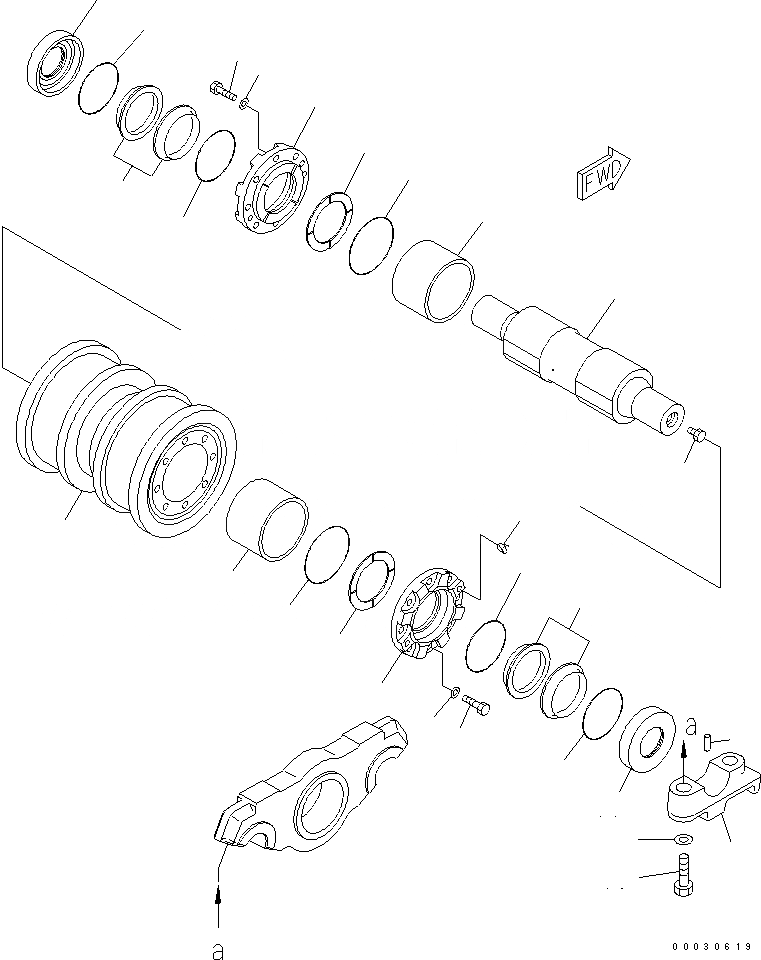 Схема запчастей Komatsu D475A-5 - ОПОРНЫЙ КАТОК (ДВОЙН.) (ПРАВ.) ХОДОВАЯ