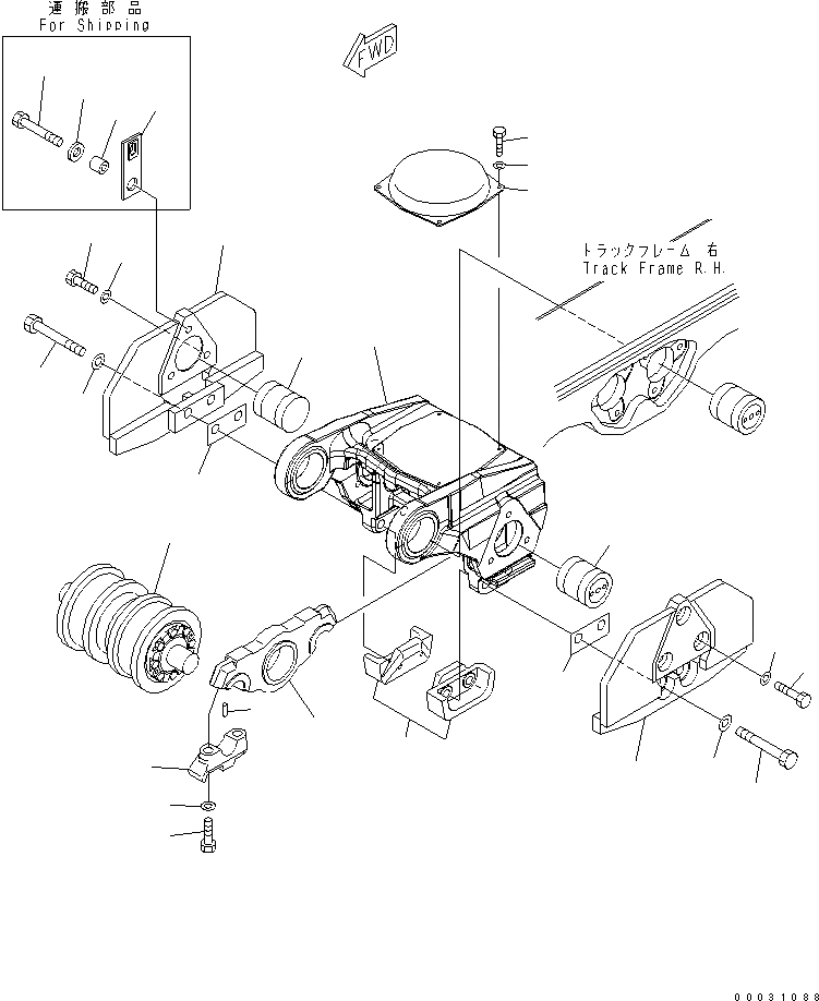 Схема запчастей Komatsu D475A-5 - ТЕЛЕЖКА (ПРАВ.) (3) (ДЛЯ ПОЛН. ЗАЩИТА КАТКОВ) ХОДОВАЯ
