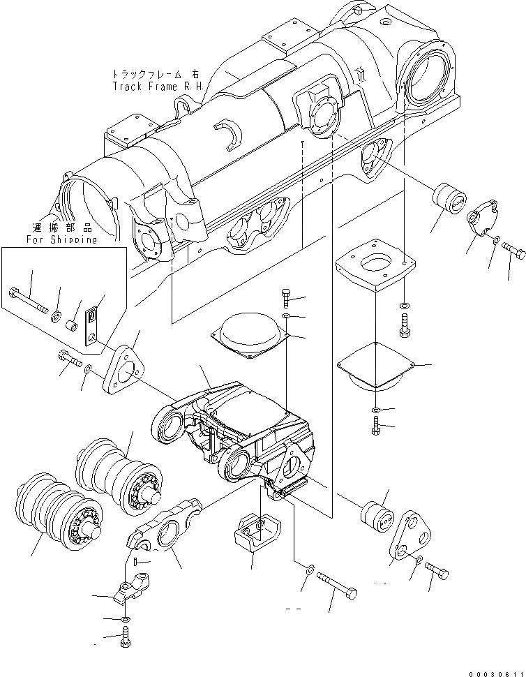 Схема запчастей Komatsu D475A-5 - ТЕЛЕЖКА (ПРАВ.) (4) (МОРОЗОУСТОЙЧИВ. СПЕЦ-Я) ХОДОВАЯ