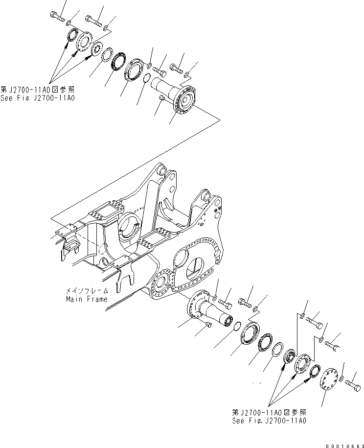 Схема запчастей Komatsu D475A-5 - ПОВОРОТН. ШКВОРЕНЬ(№-7) ОСНОВН. РАМА И КОМПОНЕНТЫ