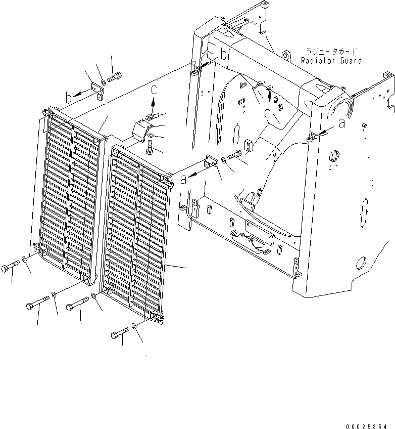 Схема запчастей Komatsu D475A-5 - ЗАСЛОНКА РАДИАТОРА (РЕШЕТКА) ЧАСТИ КОРПУСА