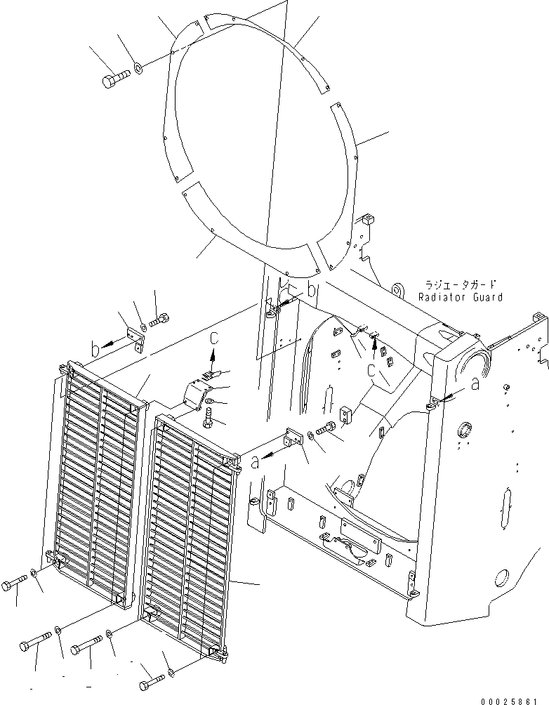 Схема запчастей Komatsu D475A-5 - ЗАСЛОНКА РАДИАТОРА (РЕШЕТКА) (БЕЗ БОКОВ. КРЫШКА) ЧАСТИ КОРПУСА