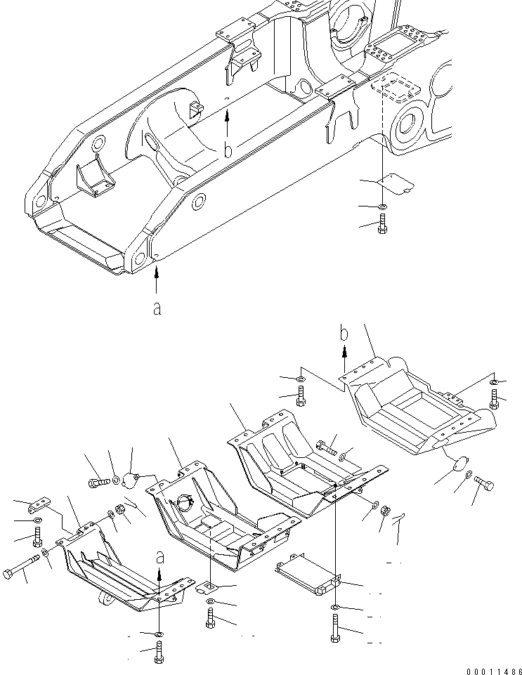 Схема запчастей Komatsu D475A-5 - НИЖН. ЗАЩИТА ЧАСТИ КОРПУСА