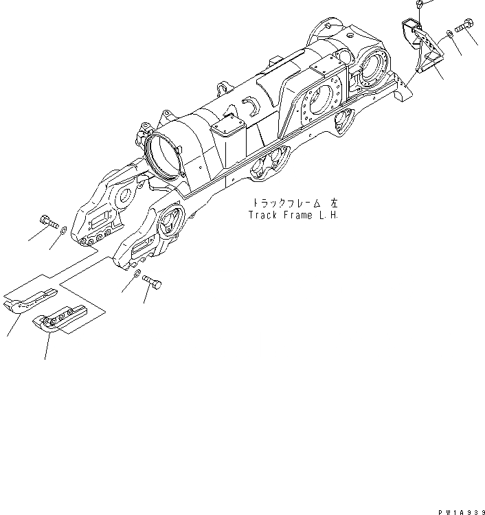 Схема запчастей Komatsu D475A-5 - ГУСЕНИЧНАЯ РАМА (ЧАСТИ КОРПУСА) (ЛЕВ.) (ДЛЯ ОТВАЛА С ДВОЙН. ПЕРЕКОСОМ)(№8-) ХОДОВАЯ