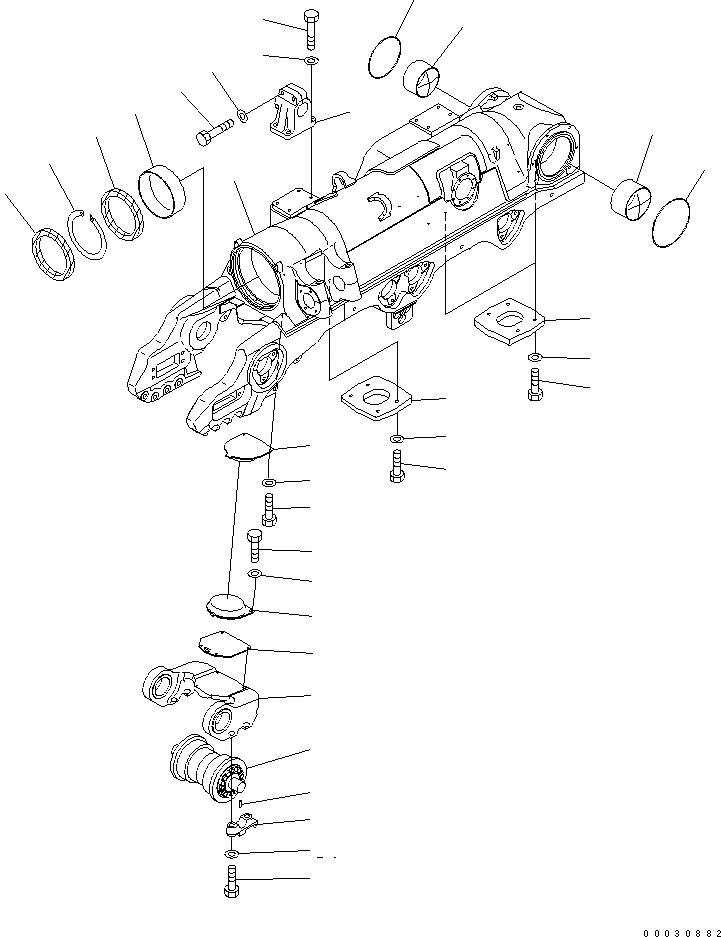 Схема запчастей Komatsu D475A-5 - ГУСЕНИЧНАЯ РАМА (ПРАВ.) (ДЛЯ ПОЛН. ЗАЩИТА КАТКОВ) ХОДОВАЯ