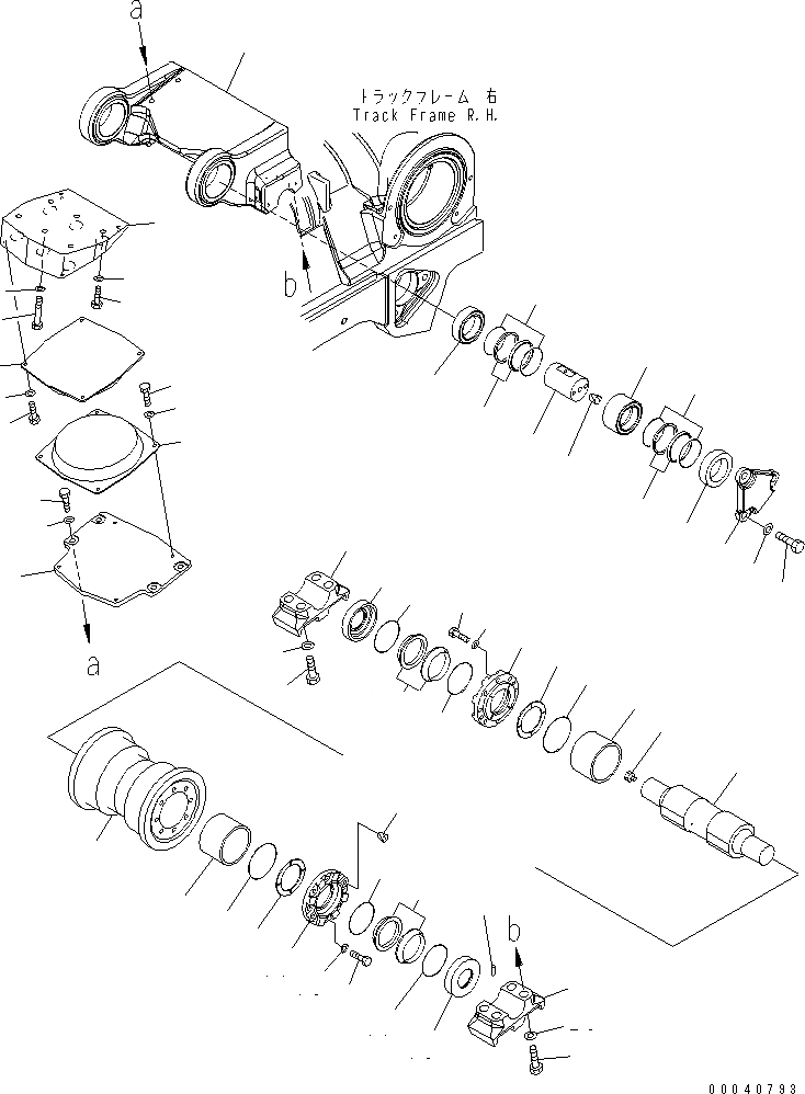 Схема запчастей Komatsu D475A-5 - ЗАДН. ТЕЛЕЖКА И ОПОРНЫЙ КАТОК (ОДИНОЧН.) (ПРАВ.) (ДЛЯ 8 ОПОРНЫЙ КАТОК)(№88-) ХОДОВАЯ