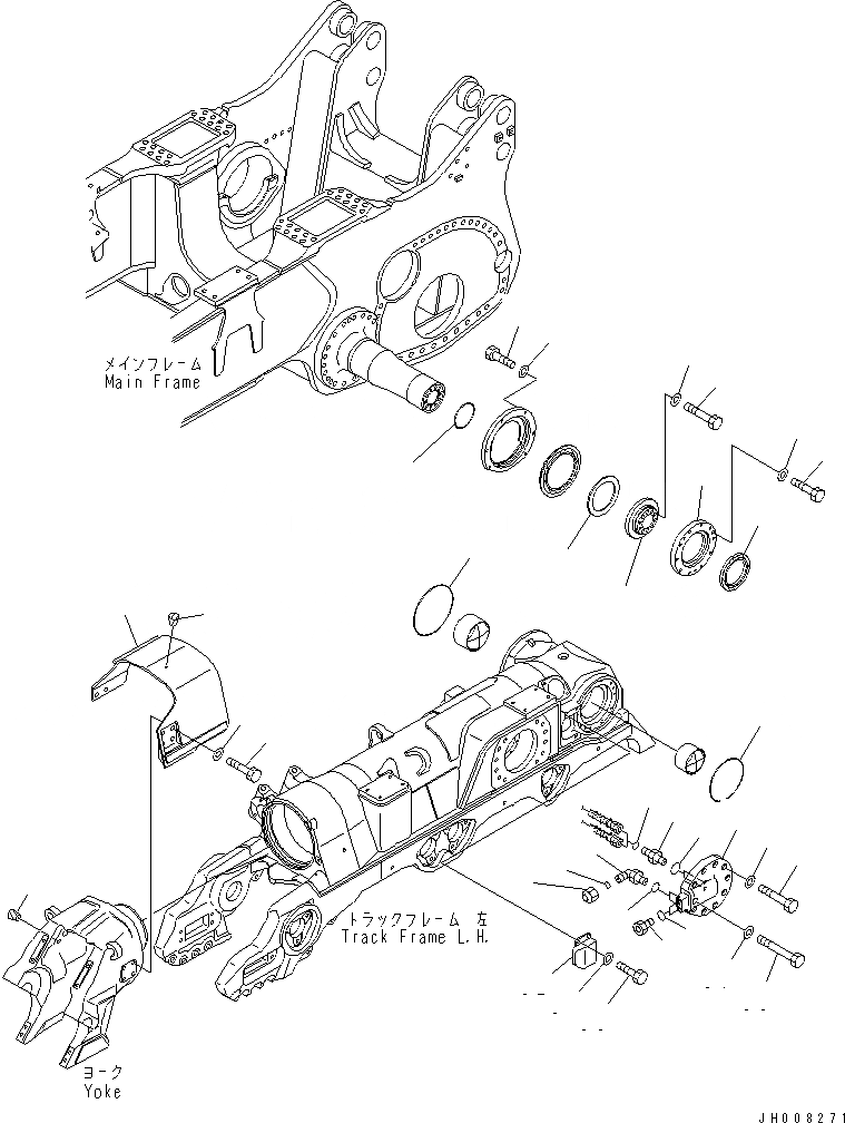 Схема запчастей Komatsu D475A-5 - ГУСЕНИЧНАЯ РАМА (PIVOT) (ЛЕВ.) (ДЛЯ ДВОЙН. НАКЛОН. PICH DOZER)(№8-) ХОДОВАЯ