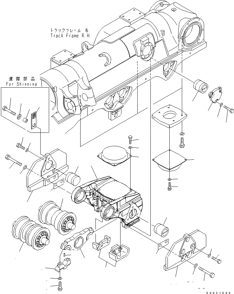 Схема запчастей Komatsu D475A-5 - ТЕЛЕЖКА (ПРАВ.) (/) (ДЛЯ ПОЛН. ЗАЩИТА КАТКОВ) ХОДОВАЯ