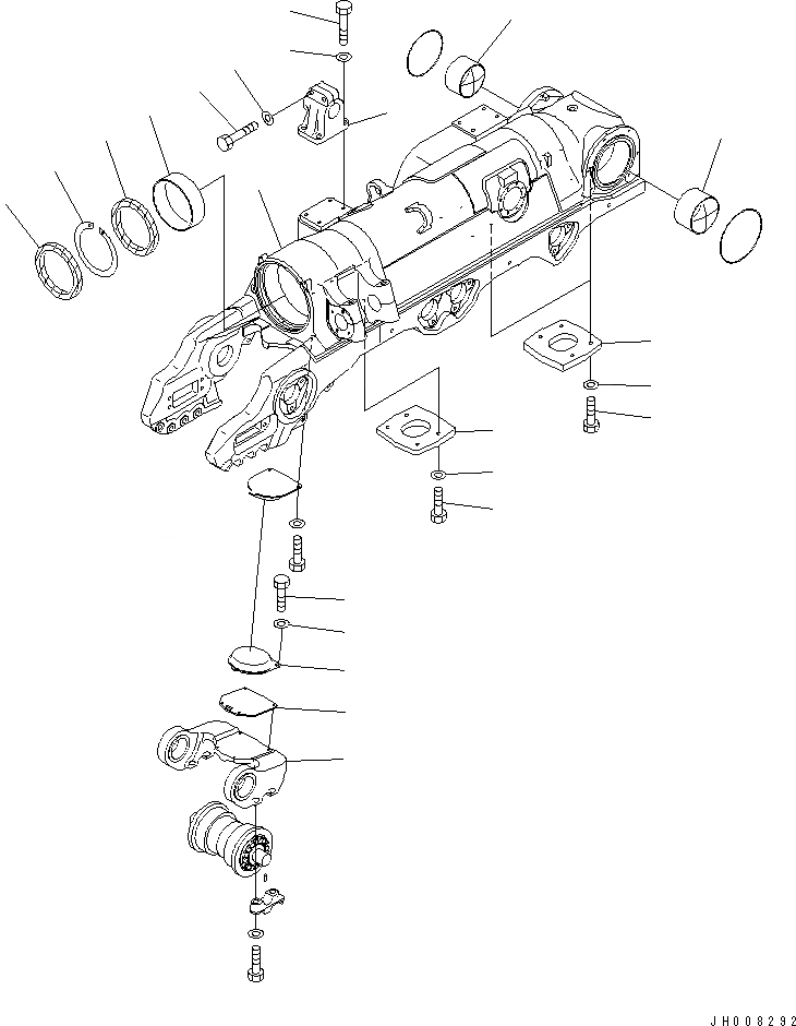 Схема запчастей Komatsu D475A-5 - ГУСЕНИЧНАЯ РАМА (ПРАВ.) (ДЛЯ ОТВАЛА С ДВОЙН. ПЕРЕКОСОМ)(№8-) ХОДОВАЯ