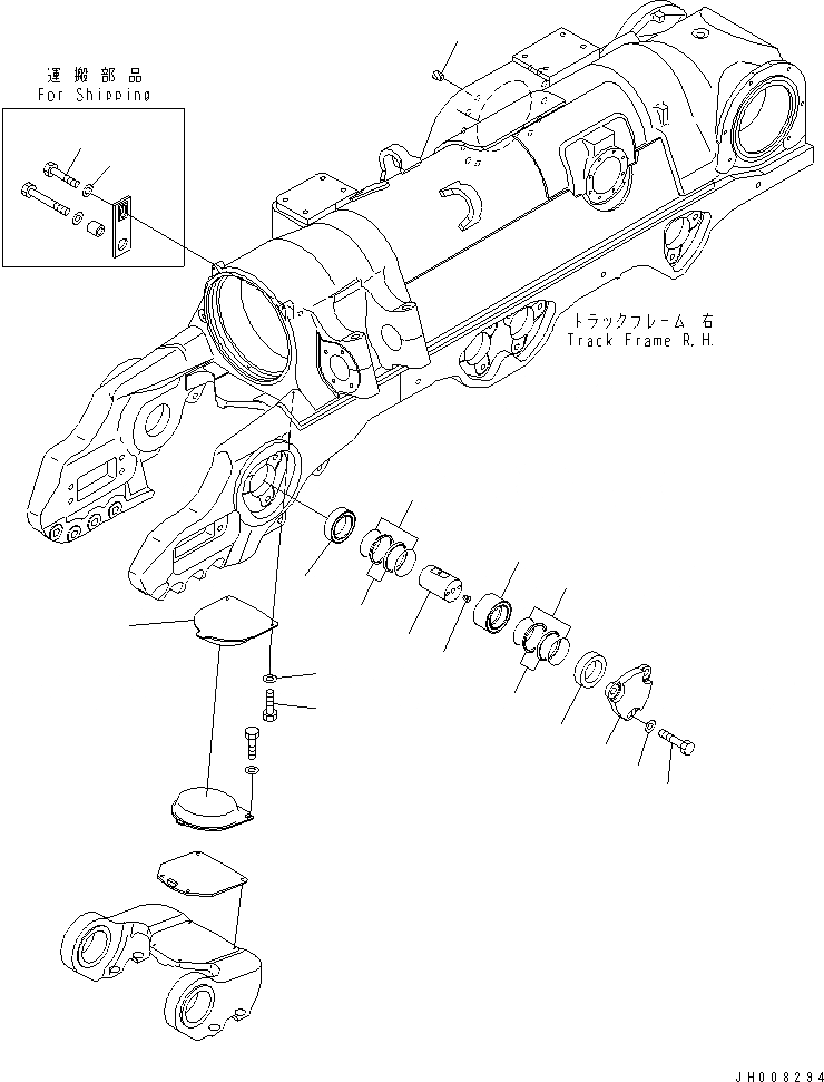 Схема запчастей Komatsu D475A-5 - ГУСЕНИЧНАЯ РАМА (CARTRIDGE ПАЛЕЦ) (ПРАВ.) (ДЛЯ ОТВАЛА С ДВОЙН. ПЕРЕКОСОМ)(№8-) ХОДОВАЯ