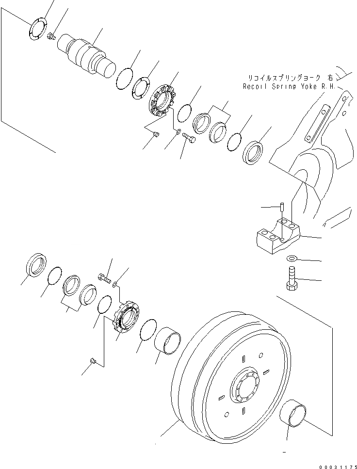 Схема запчастей Komatsu D475A-5 - ПЕРЕДН. ЛЕНИВЕЦ (ПРАВ.) (TAR ПЕСЧАН. СПЕЦ-Я.) ХОДОВАЯ